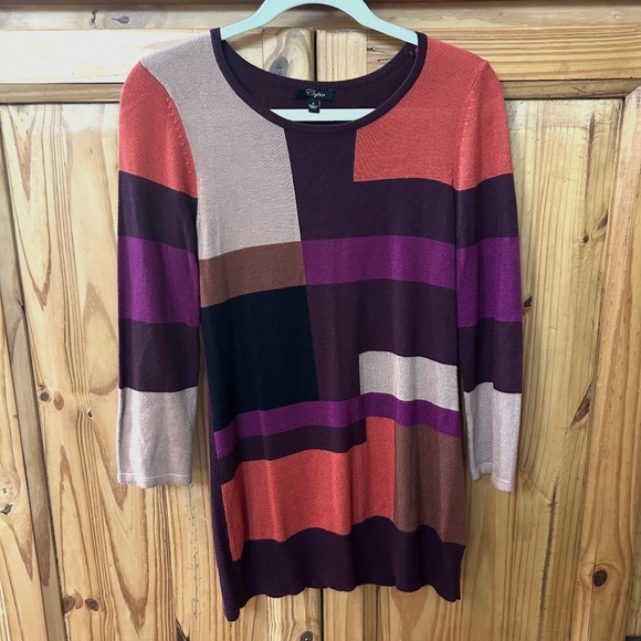 Cupio Women's Multicolor Lightweight 3/4 Sleeve Sweater Multicolor Small - Picture 1 of 6